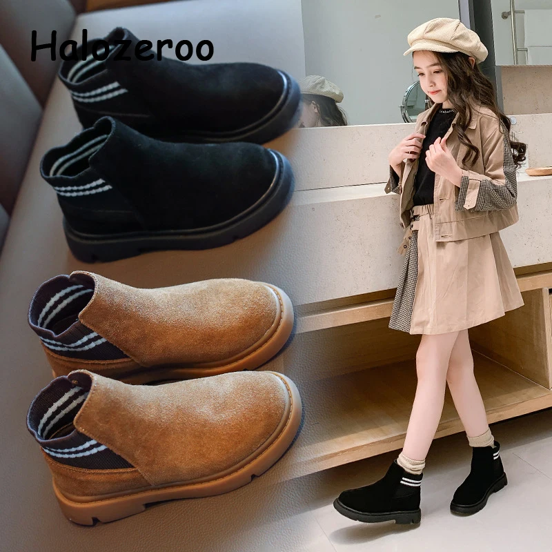

New Autumn Kids Casual Boots Baby Girls Ankle Boots Children Black Brand Shoes Boys Fashion Sport Boots Warm Boots Slip On Boots