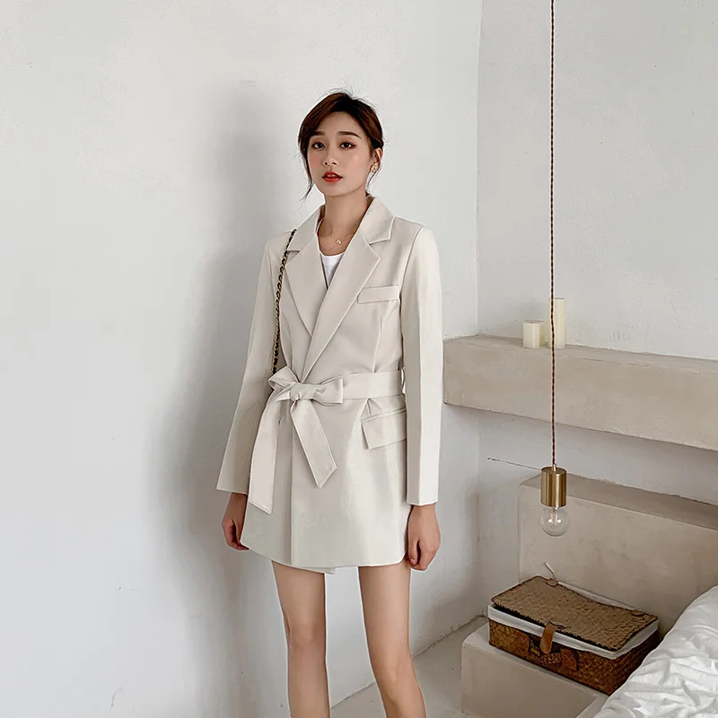 Spring Autumn Women solid Office Lady Blazer Bow Sashes Split Sleeve Jackets Elegant Work Blazers Feminino coat plus size