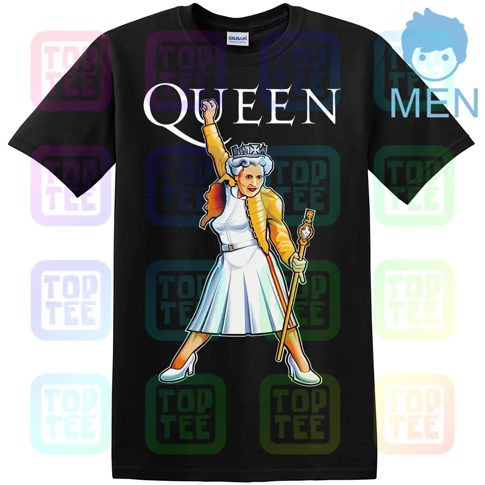 Черный Queen Elizabeth это своего рода монарх Фредди Меркурий смешная черная футболка S-3XL - Цвет: Черный