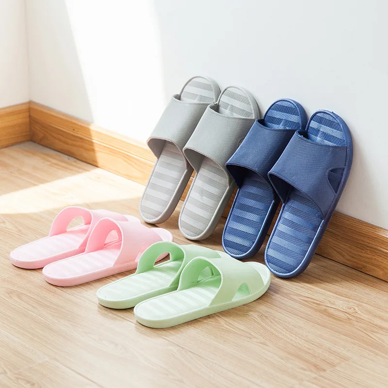 

E473 Home Slippers Women's Summer Fashion PVC Anti-slip Sandals Couples Men Bathroom Bath Slipper