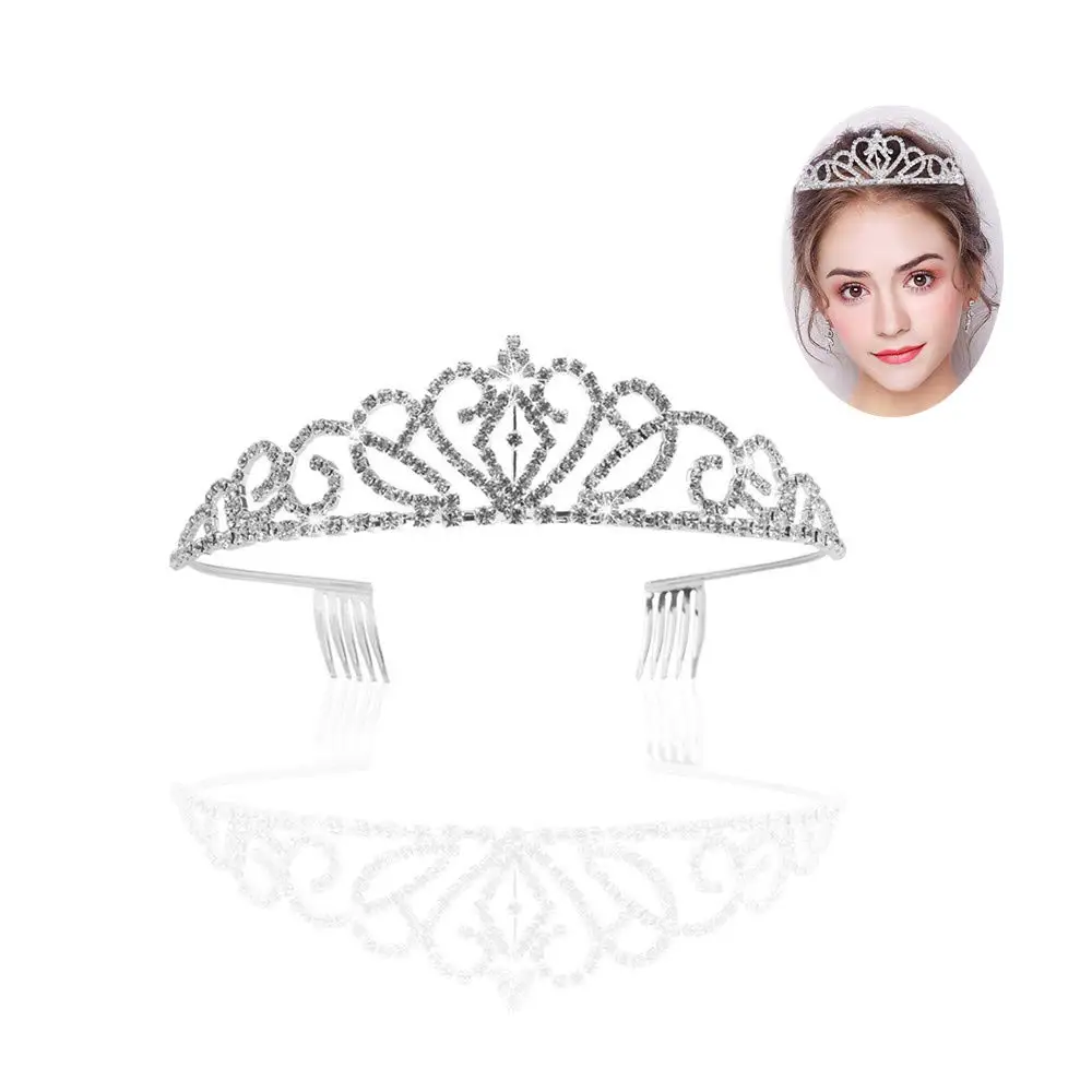 

1 pcs Crystal Crown Rhinestones Comb Hair Accessories Pin Headband Wedding Bridal Engagements Tiara Jewelry For US Low Price