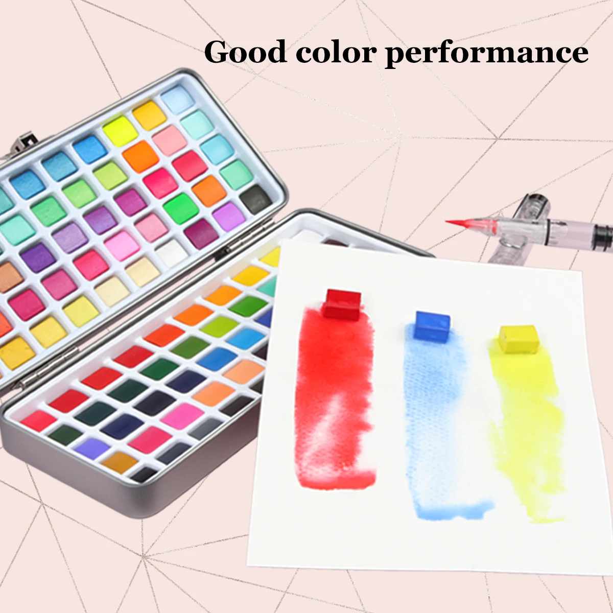 Seamiart 50/72/90/100 Color Solid Watercolor Paint Set Basic Neone Glitter Watercolor Pigments for Drawing Art Paint Supplies