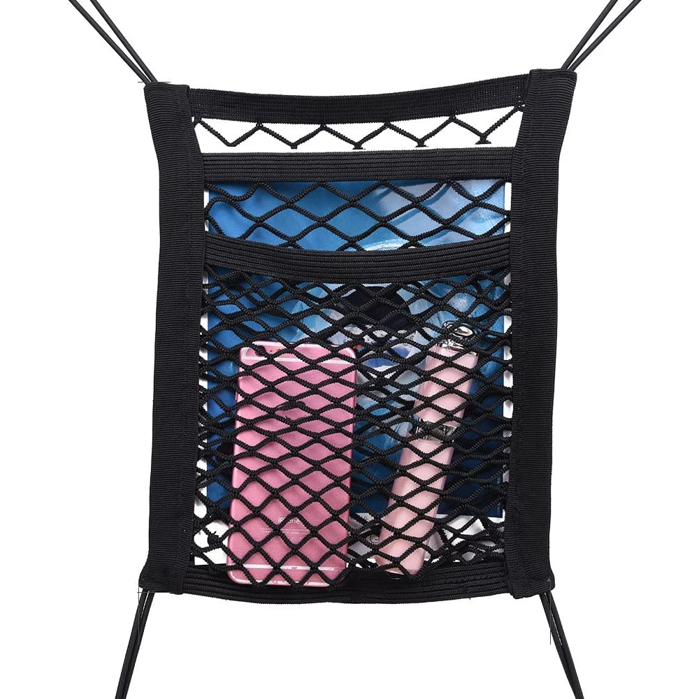 Car Storage Net Bag Organizer Holder Mesh Seat Back Hanging Trunk Luggage Hooks String Kit Off Road 4x4 Truck Auto Accessories
