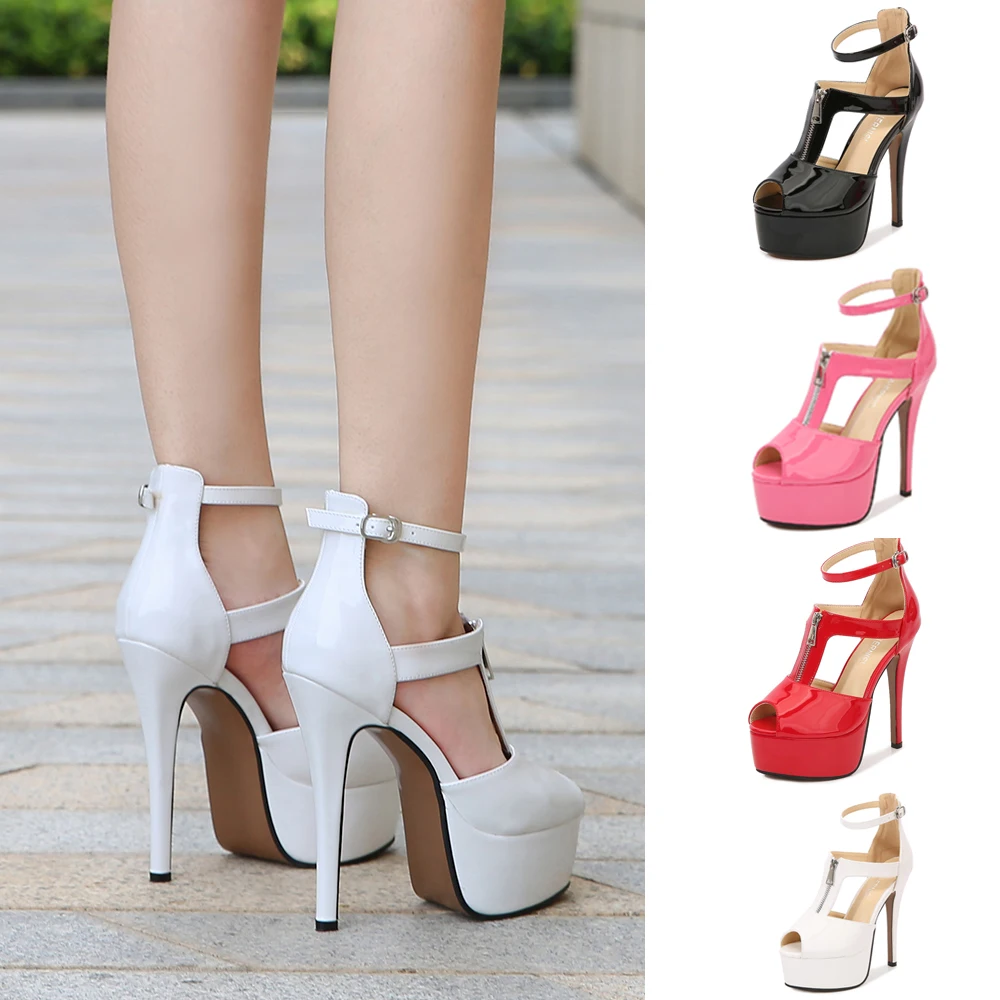 Ankle Strap Heels with Cutout