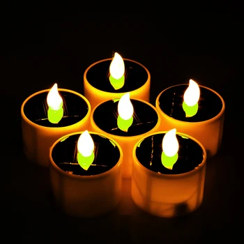 

LED Solar Candle Light Tea Light Yellow Flashing Light With Light Sensor, Used For Christmas, Valentine'S Day Holiday Decoration