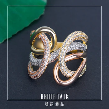 

Luxury Wedding Rings Cross Geometry Twisted line Cubic Zironia CZ Ring For Women Dubai engagement Party Bridal Finger Ring