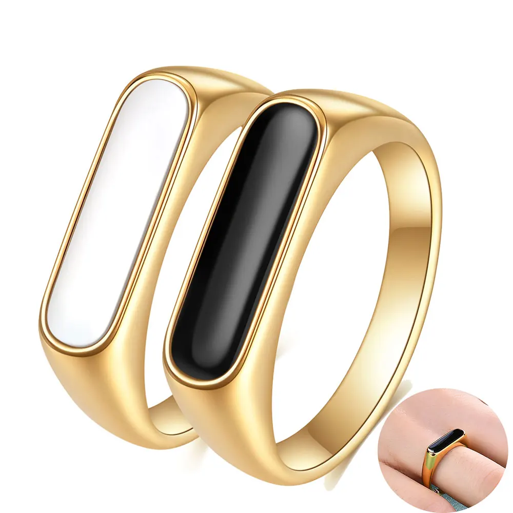 2021 New Ins Style Matching Drop Glaze Gold Statement Rings For Women Christmas Gift Stainless Steel Gothic Jewelry Accessories