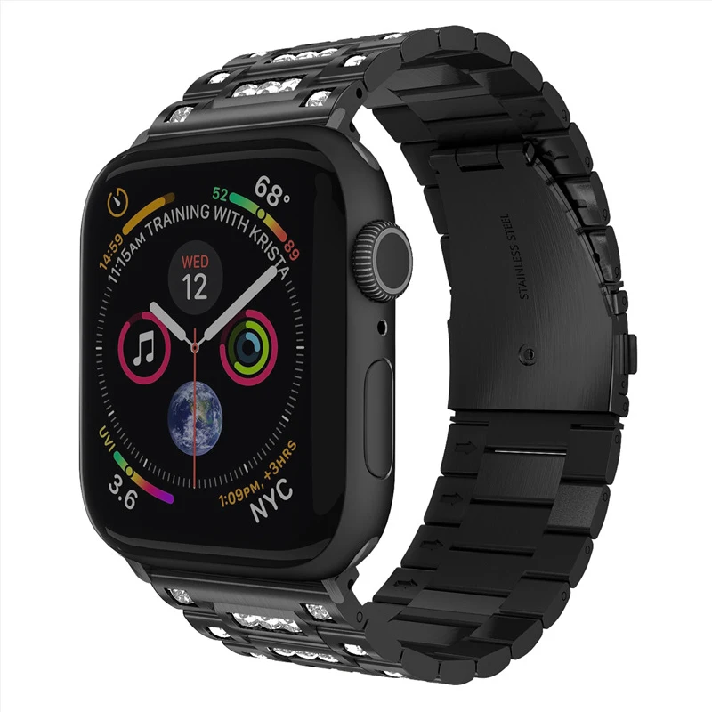 Модный ремешок для Apple watch band 42 мм 38 мм с бриллиантами 44 мм 40 мм correa Apple iWatch 4 3 2 роскошный браслет из нержавеющей стали