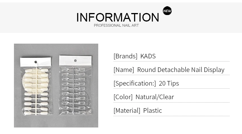 KADS 1 шт круглый дисплей для дизайна ногтей практический лак для ногтей цветная Таблица 20 съемных накладных кончиков для ногтей