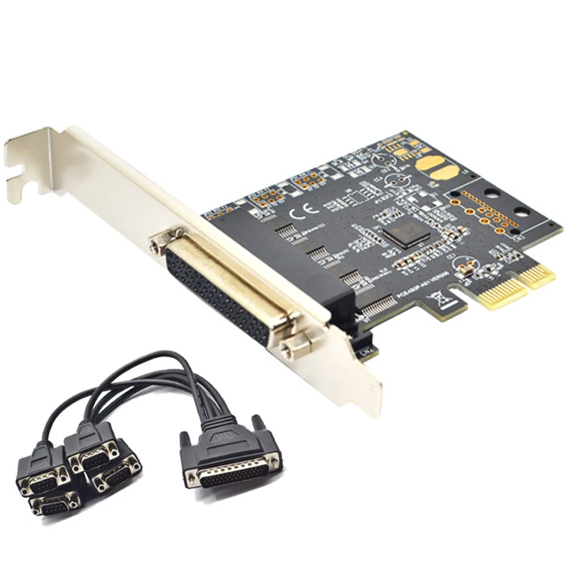 

PCI Express to 4 Port Serial Expansion Card Chip AX99100 Industrial DB9 COM RS232 Adapter Riser Card Controller for Desktop PC