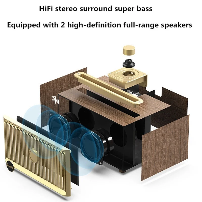 

OneDer Magic V6 Retro Bluetooth Speaker Home Radio Wood Small Sound Super Volume Wireless Phone USB 18650 Battery Speaker