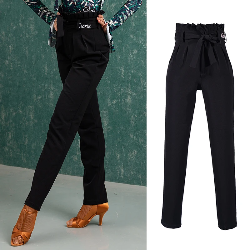 Брюки женские для латиноамериканских танцев приталенные модные штаны