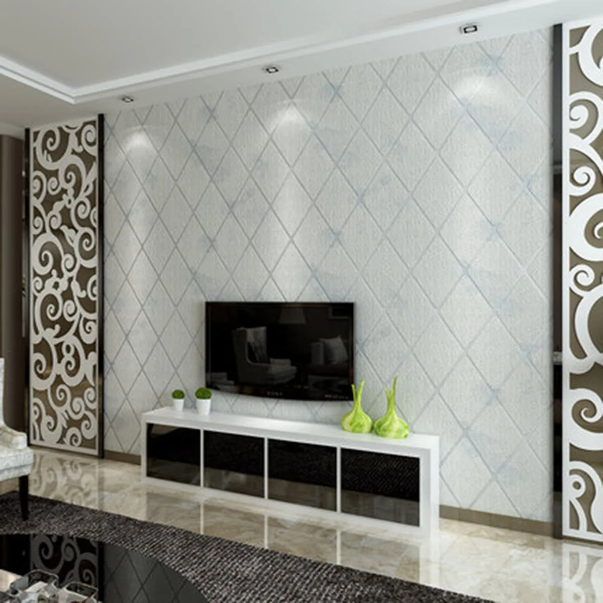 

Book Yan Wallpaper 3D Living Room Television Background Wall Wallpaper Bedroom Non-Woven Rhombus Stripes Modern Minimalist Wallp