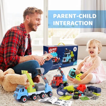 

Construction Trucks Take-Apart Vehicle-45-in-1 Building Stem Learning Playsets 226 PCS Colorful Chunky Pieces Assembly Toys STEM