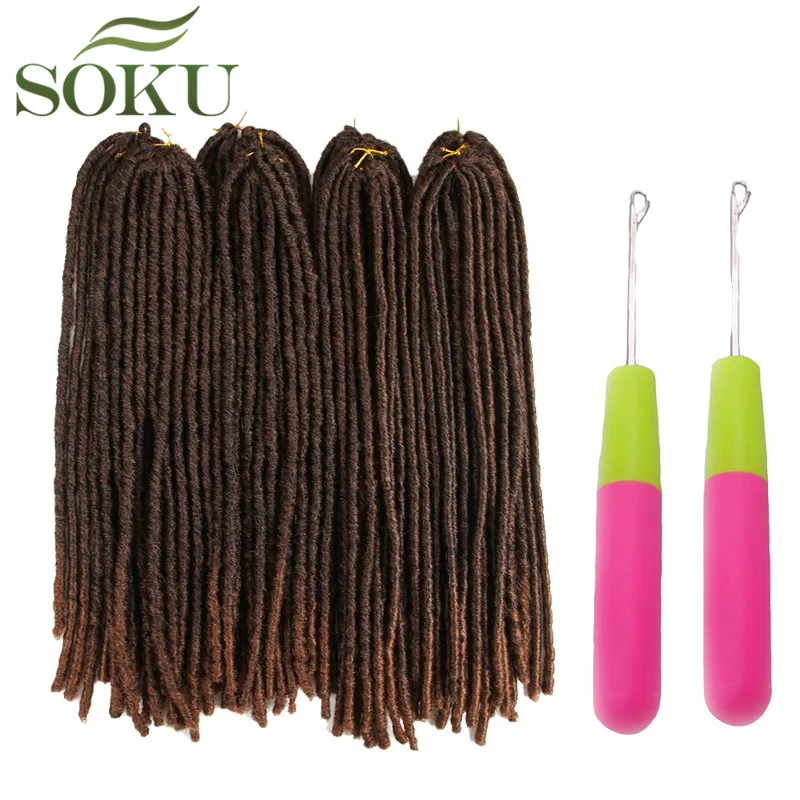 

SOKU MT1B/30# Color Soft Dreadlocks Crochet Braids 18-26inch Synthetic Hair Faux Locs Braiding Hair Extensions