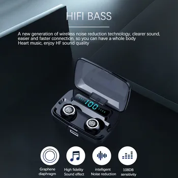 

40# Wireless Earphone Bluetooth 5.0 Sports Wireless Earphone LED Display Touch Control Stereo Earbuds with Microphone Headset