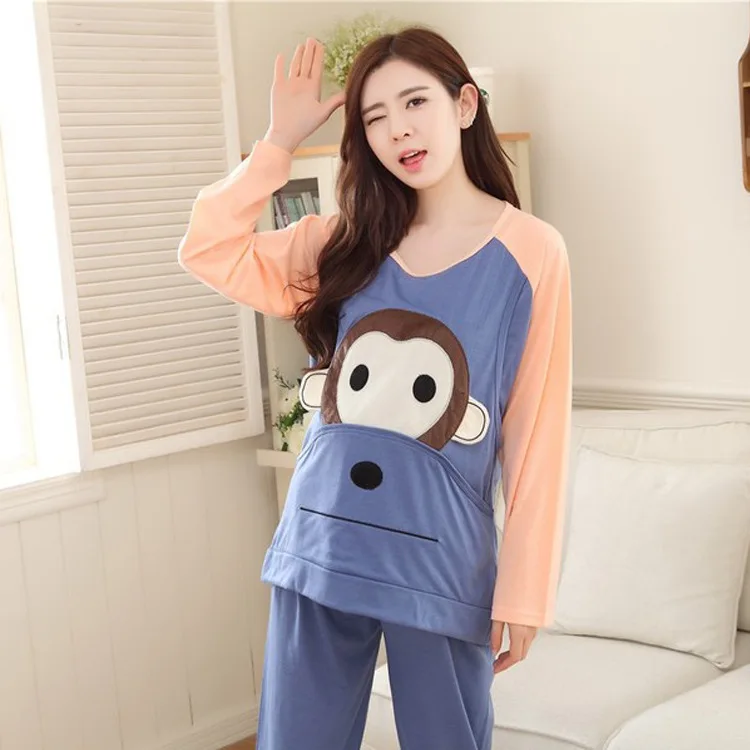 

Spring And Autumn New Style Pregnant Women Confinement Clothing Crew Neck Long-sleeved Pullover Printed Postpartum Nursing Big-E