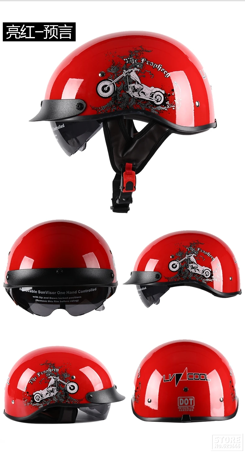 LVCOOL мотоциклетный шлем для мужчин ретро Половина шлем Casco Мото шлем скутер мотоциклетный гоночный шлем для верховой езды с DOT сертификация