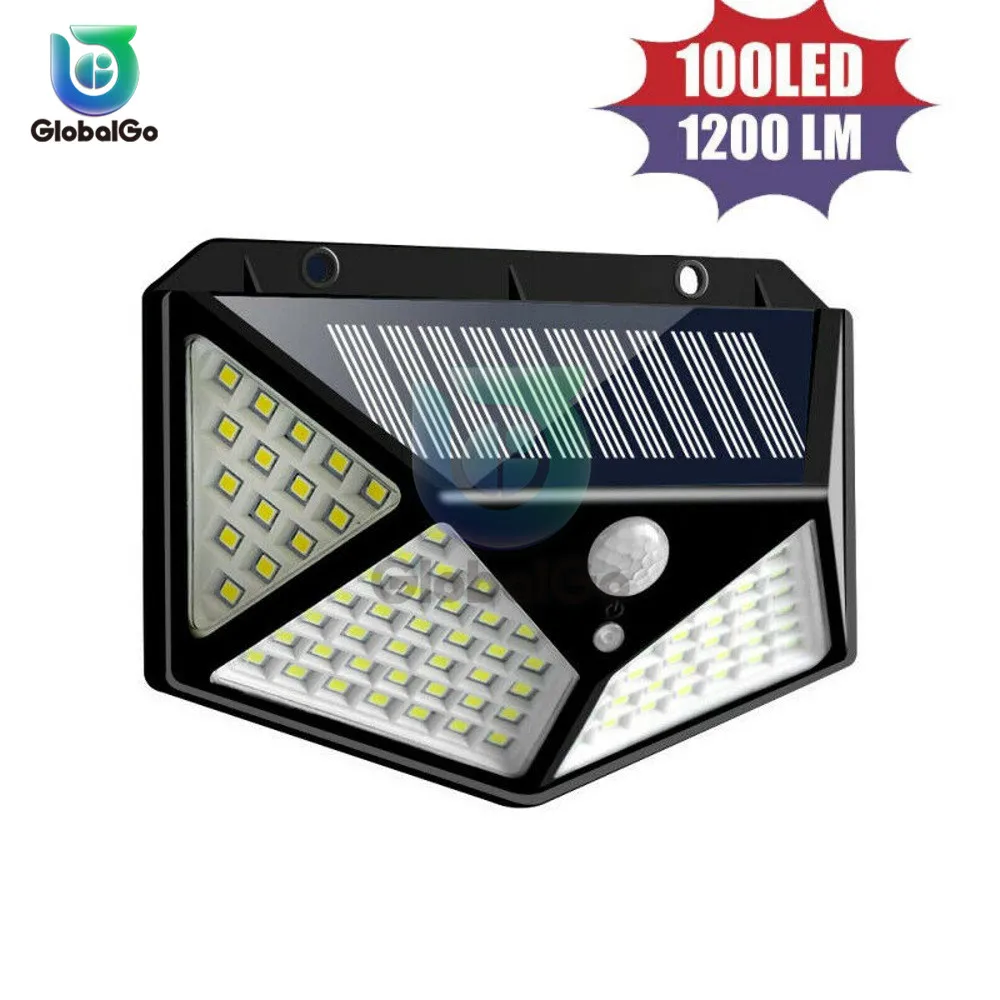 

1pcs 1200 mAh 100 LEDs Outdoor Solar Light PIR Motion Sensor Solar Garden Light Energy Saving Street Path Wall Lamp Sunlight