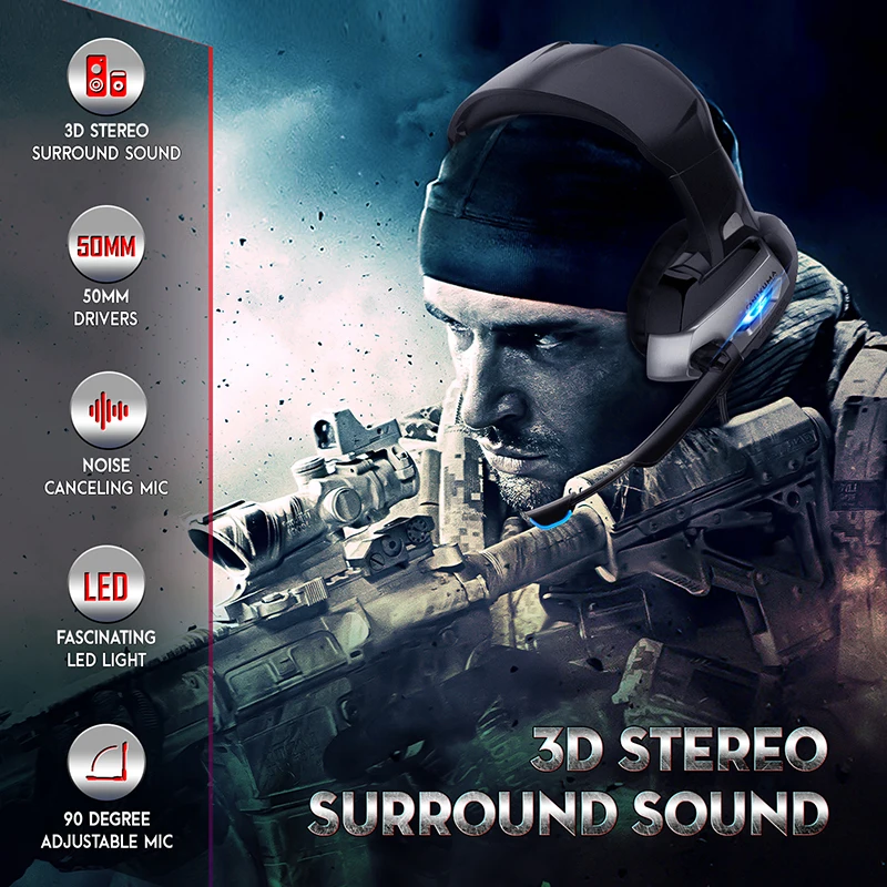 ONIKUMA K5 Pro игровая гарнитура PS4 Проводные стереонаушники для игр шлем с микрофоном