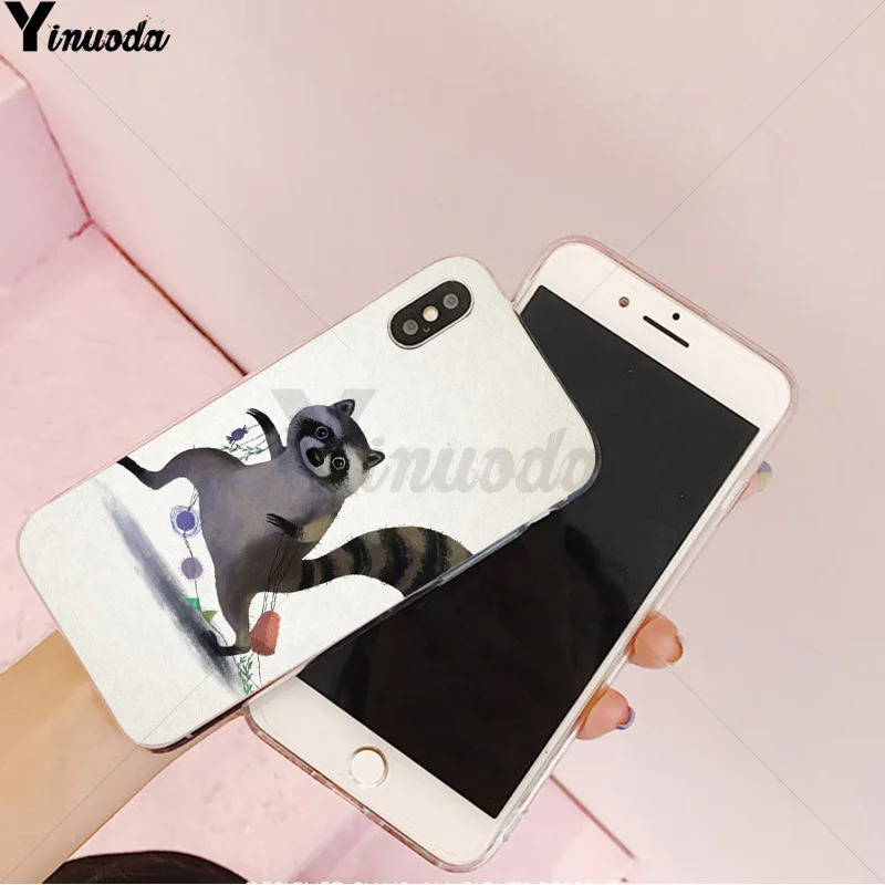A6 Yinuoda животное енот арт шаблон ТПУ мягкий чехол для мобильного телефона Apple iPhone 8 7 6 6S Plus X XS MAX 5 5S SE XR чехол - Цвет: A6