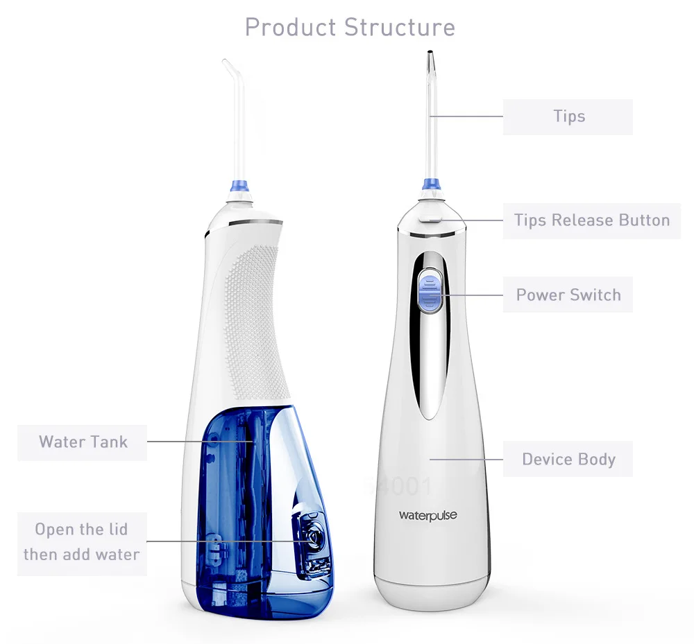 Waterpulse V400 Портативный Беспроводная Вода Flosser Ирригатор для полости рта