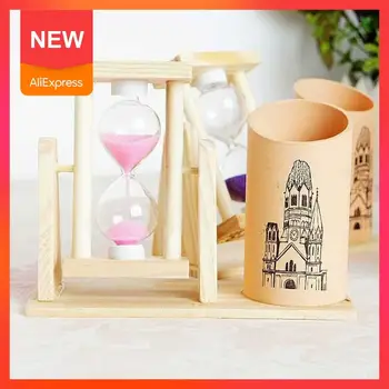 

Vividcraft Creative Timer Wood Pen Holder Office Desk Scrub with Holder Stand Accessories Pen For Desk Pencil For Gift P3G3