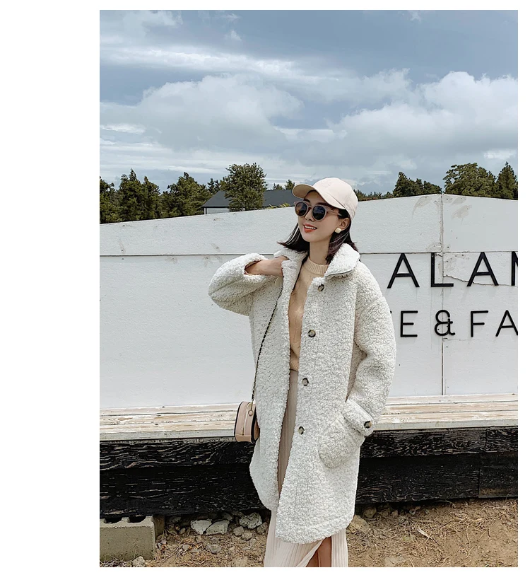 Теплая зимняя мутоновая шуба, женское элегантное длинное пальто из искусственного меха, Женское пальто, зимняя утепленная шерстяная куртка, верхняя одежда, пальто