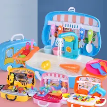Детская портативная коробка для хранения, искусственные игрушки для приготовления пищи, набор стетоскопов для уборки, развивающий ящик для инструментов, игрушка