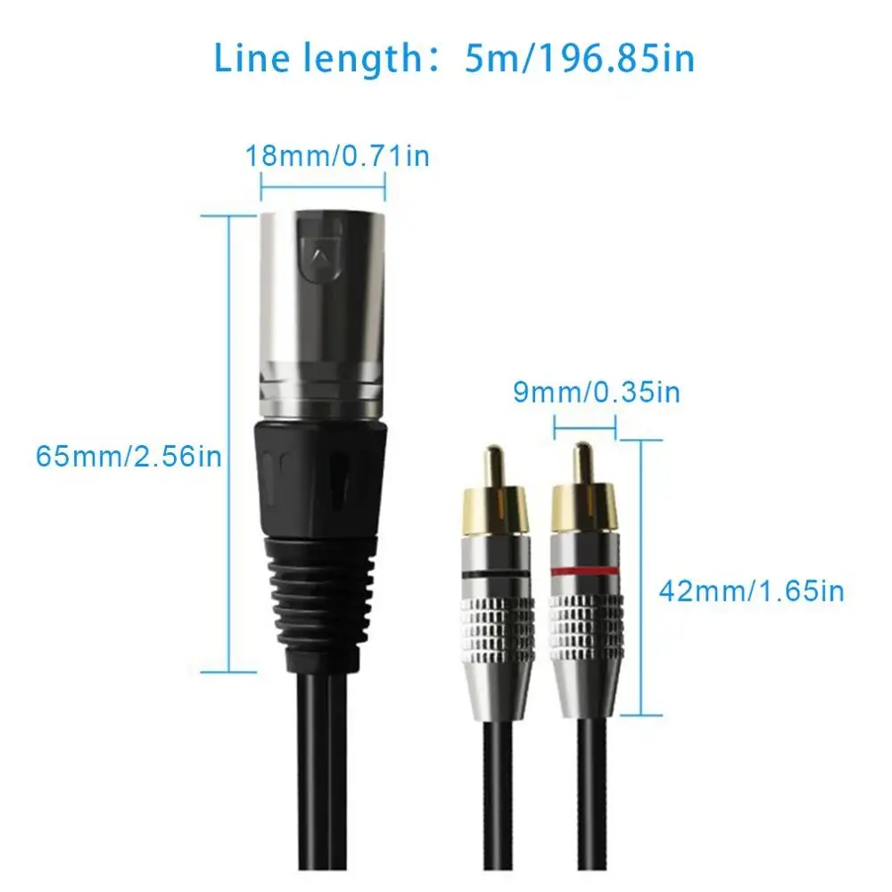 Супер длинные RCA штекер 2 XLR 3 контактный вилка розетка пушки аудио кабель усилитель смесительная втулка, аудио-и видеокабель с двойным XLR Сделано в Китае Двойной RCA кабель