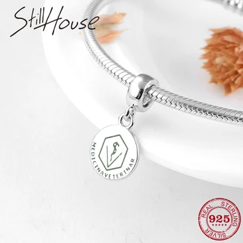 

Hot 925 Sterling Silver Veterinary Science Fine Pendants beads Fit Original Pandora Charm Bracelet Jewelry making 2018