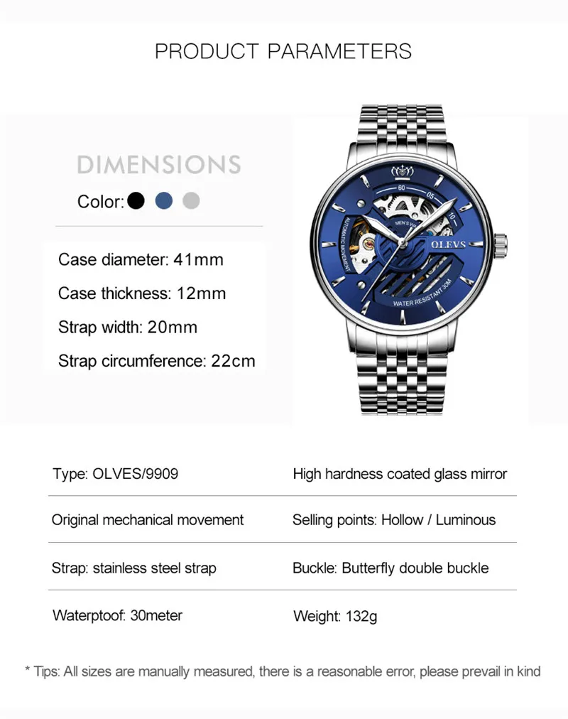 automático masculino de aço inoxidável 3d dial