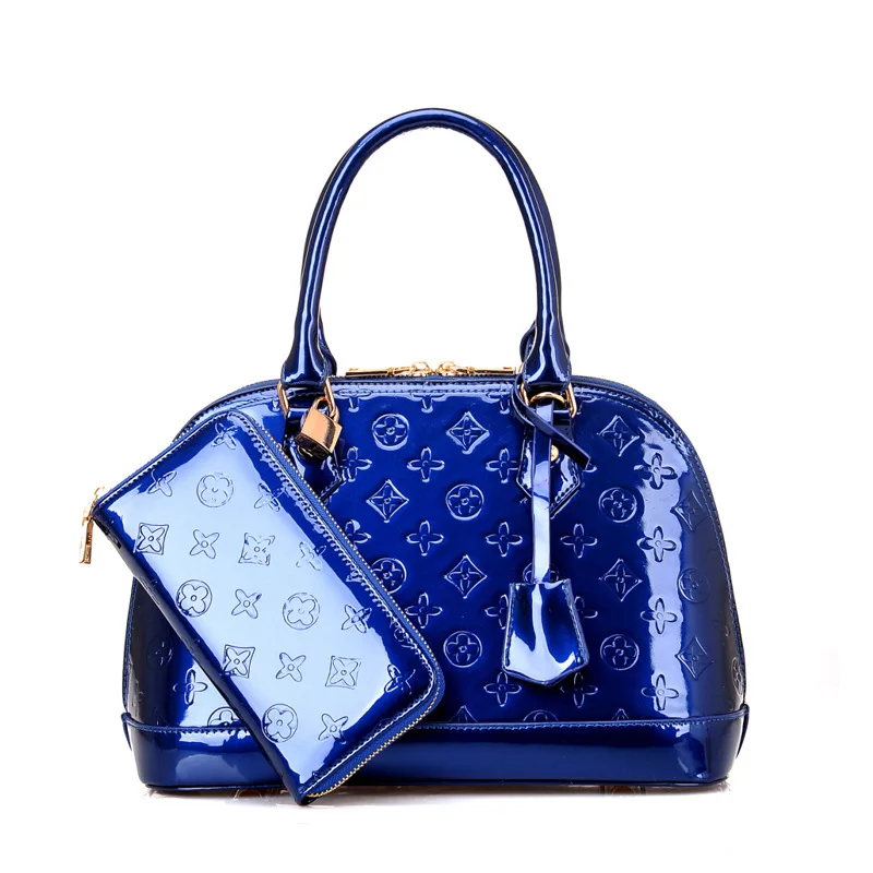 

2019 new European and American simple handbag lacquer bright face mother bag two-piece single shoulder diagonal bag