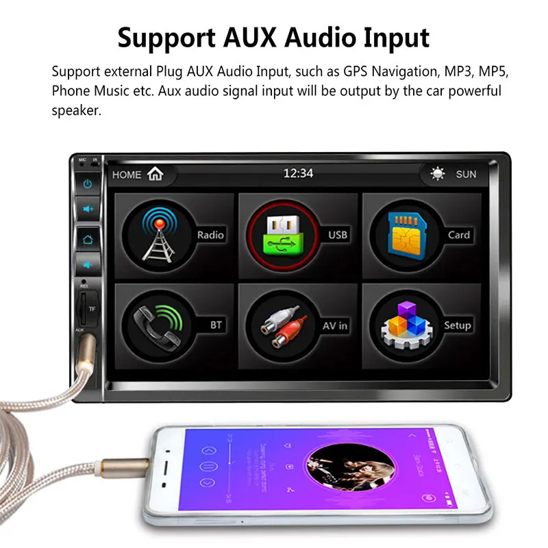 Vehemo автомобильный MP5 плеер Bluetooth/FM/USB/AUX/TF 7 дюймов радио автомобильный MP5 плеер Автомобильный Gps автомобильный Автомобильный MP5 плеер Автомобильный 2DIN