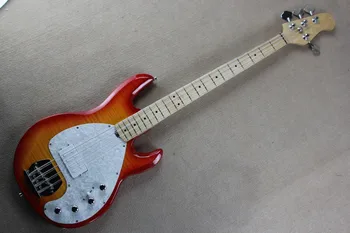 

2016 new + factory + flame maple top Music Man electric bass cherry music man StingRay 4 strings ernie ball bass Free Shipping