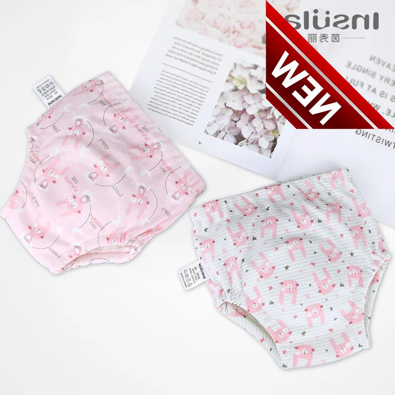 

2pcs Cute Baby Diapers Reusable Nappies Cloth Diaper Washable Infants Children Baby Cotton Training Pants Panties Nappy Changing
