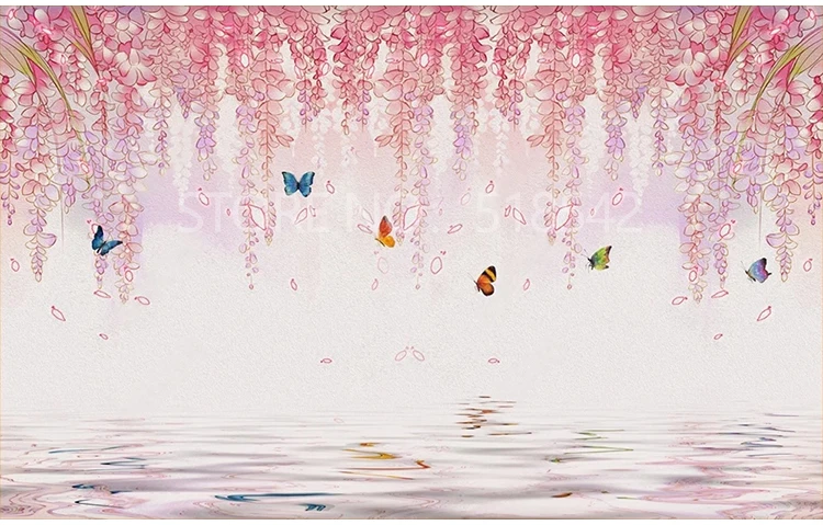 Personalizado 3d foto papel de parede rosa