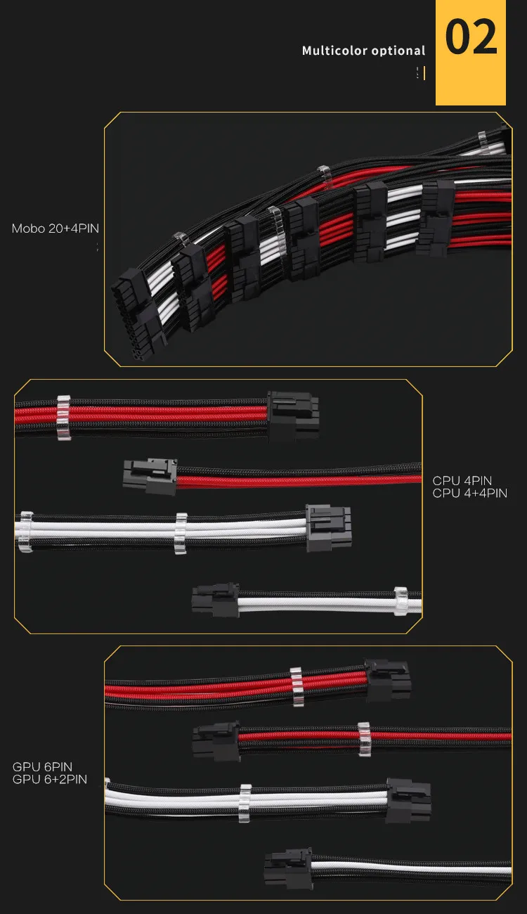 Barrow PC модуль удлинитель питания 24pin материнская плата видеокарта 6+ 2pin CPU4+ 4pin 18AWG