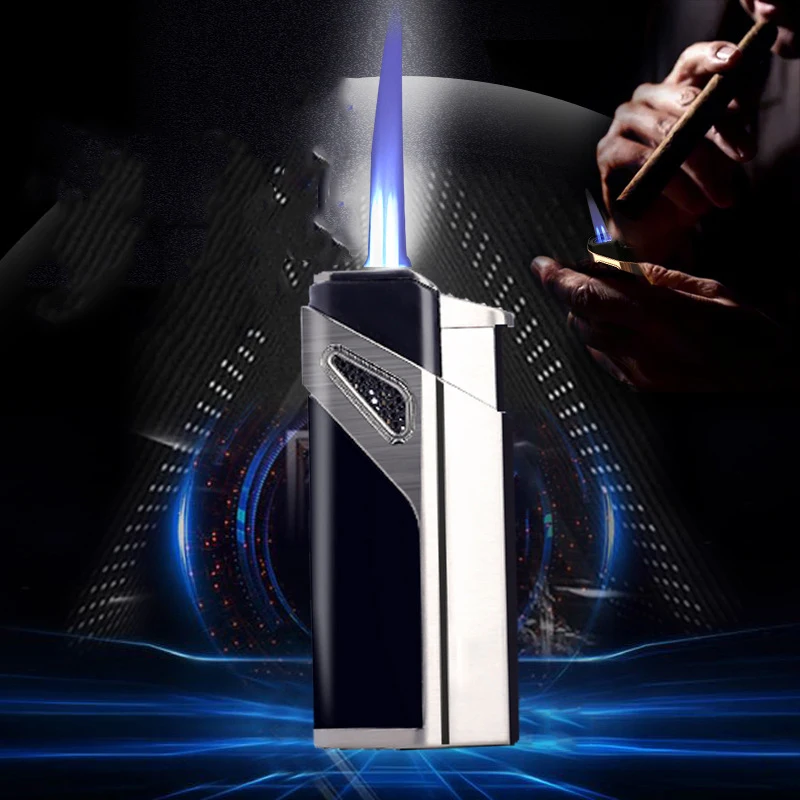 

Metal Three Straight Basket Flame Windproof Lighter Small Welding Torch Spray Gun Cigar Cigarette Lighter Gadgets for Boyfriend