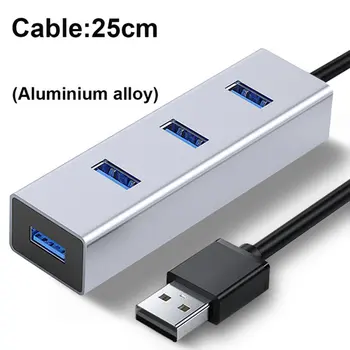 

Four-Ports Ultra-thin Design USB 2.0 &USB 3.0 HUB Plug and Play Super Speed Transmission Aluminum Alloy Docking Station Splitter
