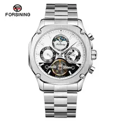 Новинка Forsining, мужские наручные часы с уникальным дизайном, автоматические механические часы с турбийоном и ангалогическим циферблатом