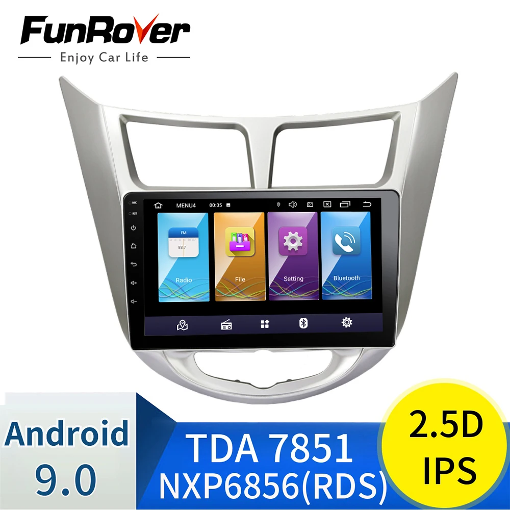 Perfect Funrover 2.5D+IPS Android9.0 2 din Car DVD multimedia GPS for Hyundai Solaris Verna Accent 2011-2016 radio tape recorder player 0 Perfect Funrover 2.5D+IPS Android9.0 2 din Car DVD multimedia GPS for Hyundai Solaris Verna Accent 2011-2016 radio tape recorder player 0