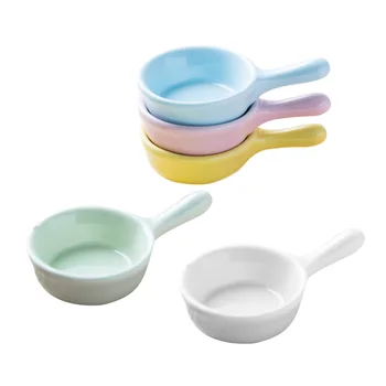 

5 Pack Dish with Handle Household Creative Pattern Handle Small Dish Ceramic Nordic Small Dish Sauce Dish Tableware