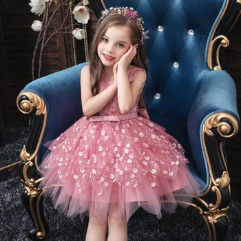 

Smartbabyme Kids Girls Party Wedding Flower Design Sleeveless Dress Children Pageant Robes Formal Princess Dresses