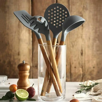 

Silicone Cooking Utensil Nonstick Cooking Spatulas Spoon Strainer Slotted Spoon Pasta Fork Best Kitchen Gadgets