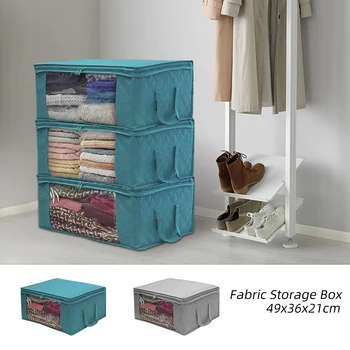 

Folding Storage Bags Clear Window Zipper Non Woven Fabric Clothes Organizer Basket Multisize Clothing Storage Box With Handles