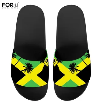 

FORUDESIGNS New Trend Female Indoor Flats Shoes Jamaica With Tree Printing Casual Slippers Non-Slip Sandals Bathing Flip Flop