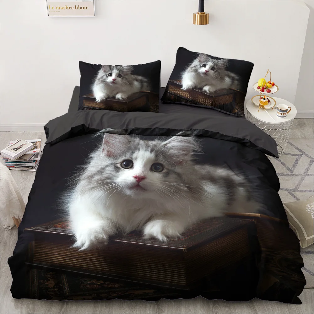 Lovely Pet Cat Bedding Set Animal Printed Covers Single Double King Queen Size Cute Cats Duvet Cover Sets Linen clothes