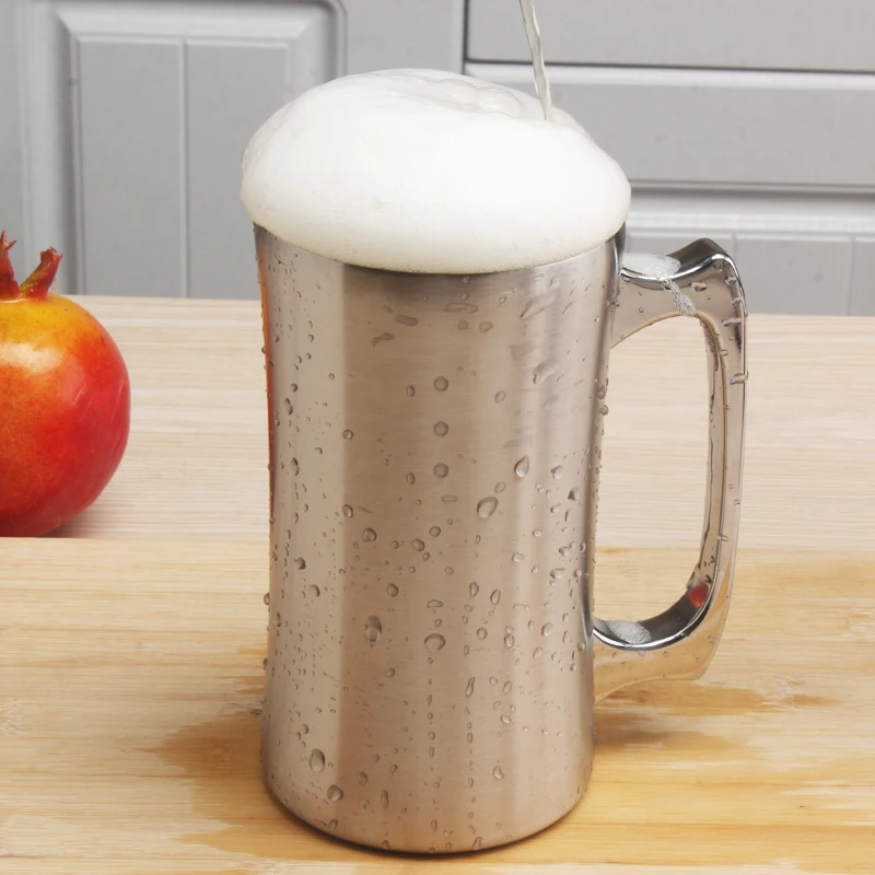 Stainless Steel Mug Insulated Cup Stainless Steel Mugs With lid 20oz Large Mug Double Wall Beer Stein Tumbler with Handle Insulated Beer Mug