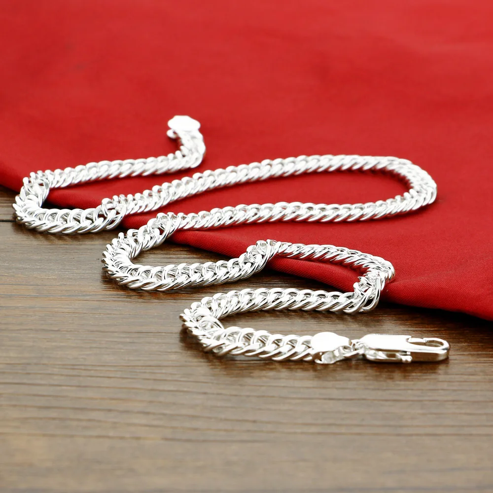 Мужская мода 7 мм 22 дюйма 925 пробы серебряные ожерелья мужские панцирные цепи звено для мальчиков колье аксессуары ювелирные изделия